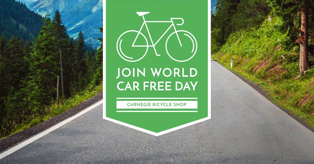 Ontwerpsjabloon van Facebook AD van Car free day Announcement with Bicycle