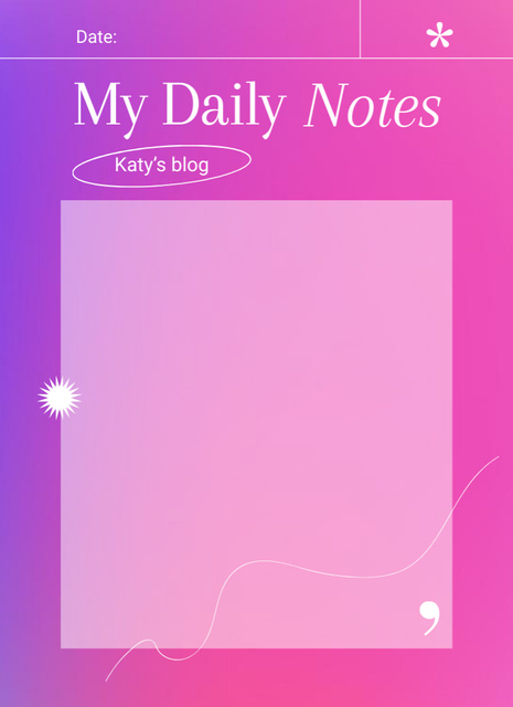 Daily Notes in Vivid Purple Notepad 4x5.5in Design Template