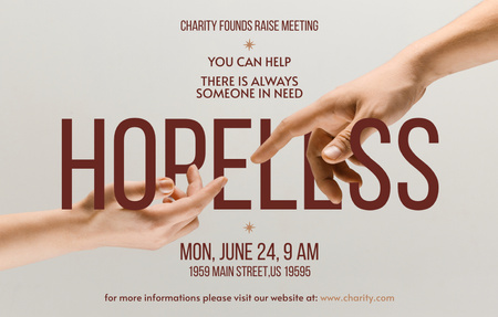 Charity Founds Raise Meeting Announcement With Hands Invitation 4.6x7.2in Horizontal Design Template