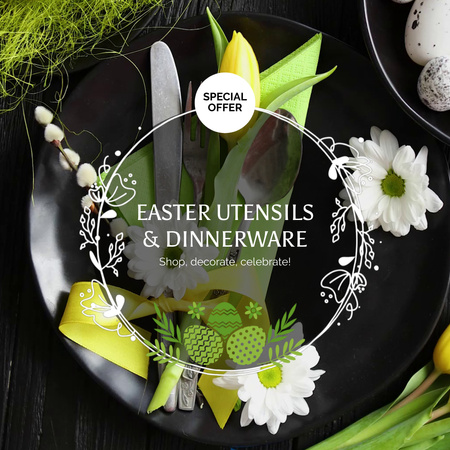Modèle de visuel Utensils And Dinnerware For Easter Offer - Animated Post