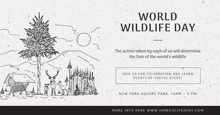 World wildlife day with Environment illustration Facebook AD Design Template