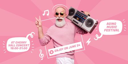 Modèle de visuel Annonce du festival de musique vieillissante en été - Twitter