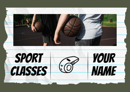 Young Basketball Players for Sports Classes Postcard Design Template