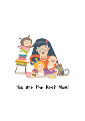 Mother's Day Greeting with Illustration of Family