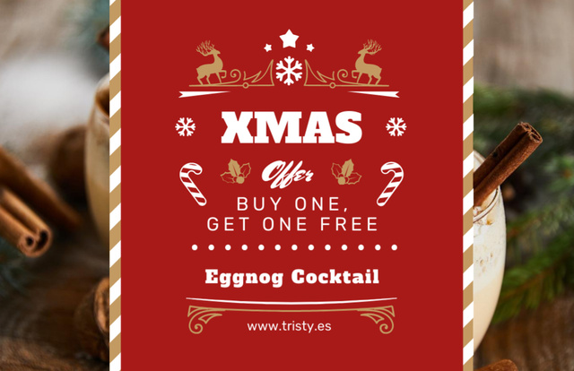 Traditional Christmas Drinks Flyer 5.5x8.5in Horizontal Design Template