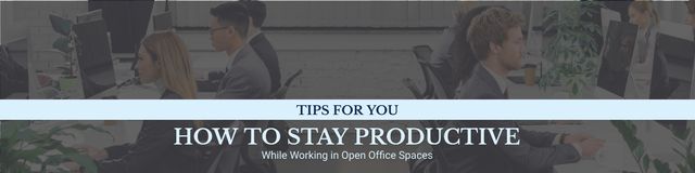 Productivity Tips with Colleagues Working in Office Twitter Tasarım Şablonu
