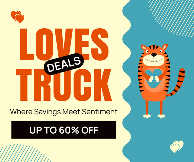 Ontwerpsjabloon van Facebook van Valentine's Day Deals With Discounts And Lovely Cat