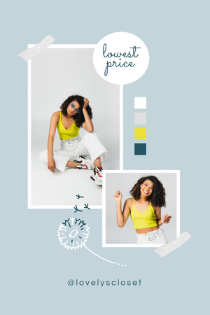Mixed race woman for minimal blue Pinterest – шаблон для дизайну