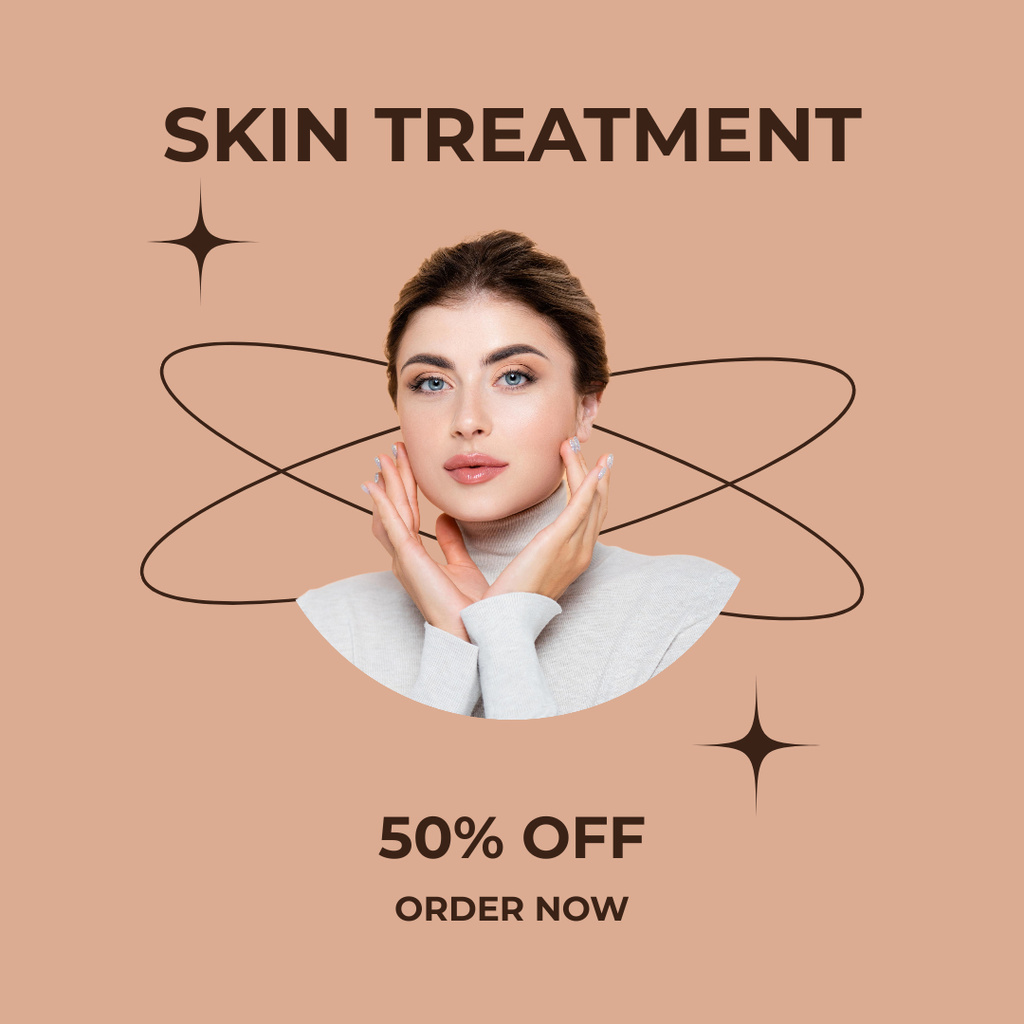 Modèle de visuel Skin Treatment Products Promotion in Beige - Instagram
