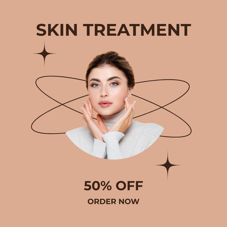 Plantilla de diseño de Promoción de productos para el tratamiento de la piel en beige Instagram 