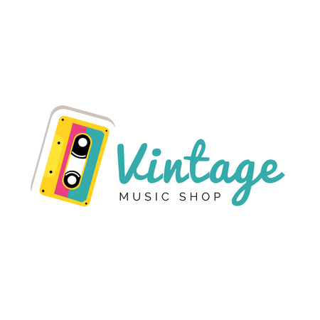 Melancholic Music Shop Ad with Cassette Logo 1080x1080px Modelo de Design