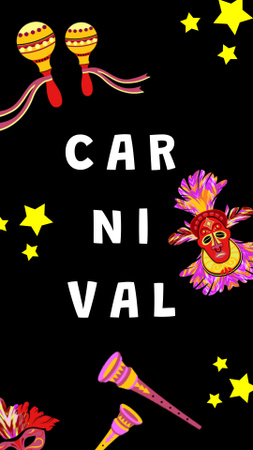 Carnival Announcement with Bright Mask Instagram Story Πρότυπο σχεδίασης