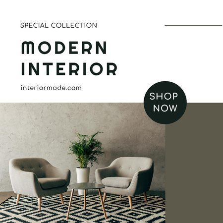 Modern Furniture Offer with Stylish Armchairs Instagram tervezősablon