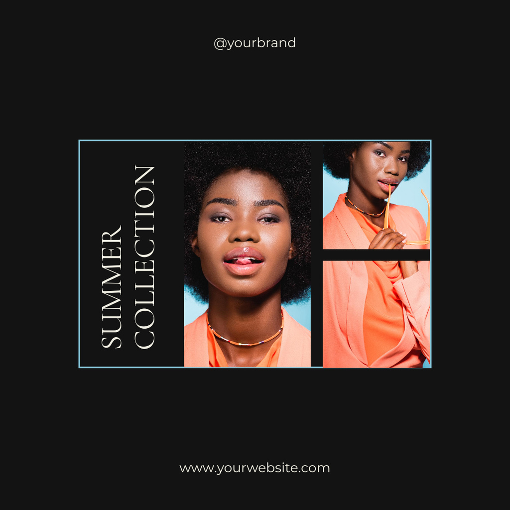 Template di design Summer Collection Ad with Woman in Orange Outfit Instagram