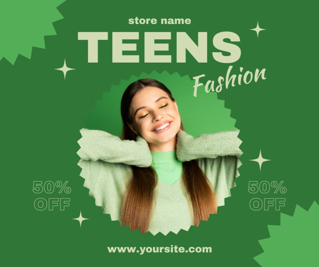 Ontwerpsjabloon van Facebook van Casual Fashion For Teens With Discount