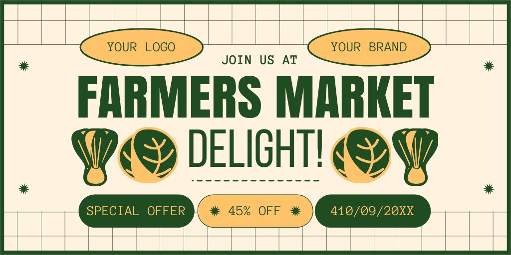 Designvorlage Special Offer Discounts on Farm Vegetables at Market für Twitter