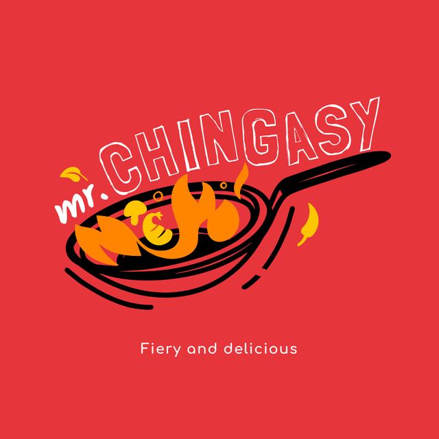 Fiery Dish on Skillet Logo Šablona návrhu