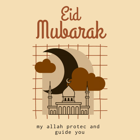 Inspirational Phrase in Honor of Eid Mubarak Instagram Design Template