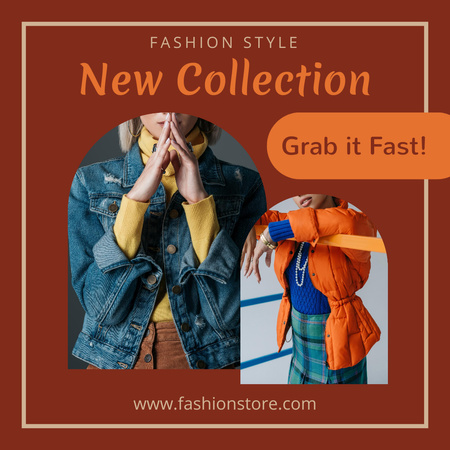 Fashion New Collection for Women with Denim Jacket Instagram Design Template