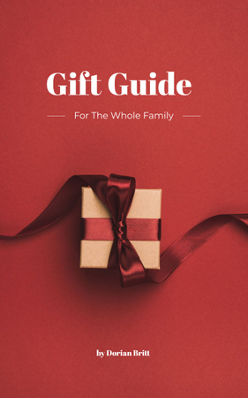 Gift Guide with Red Present Box with Bow Book Cover Modelo de Design