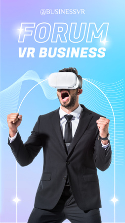 Man in VR Glasses for Virtual Business Ad Instagram Story Design Template