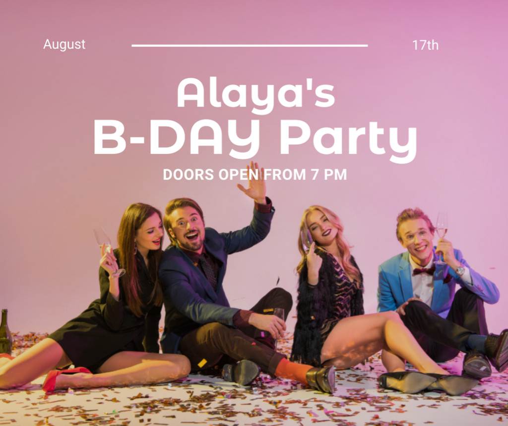 Designvorlage Friends at Birthday Holiday Party für Facebook