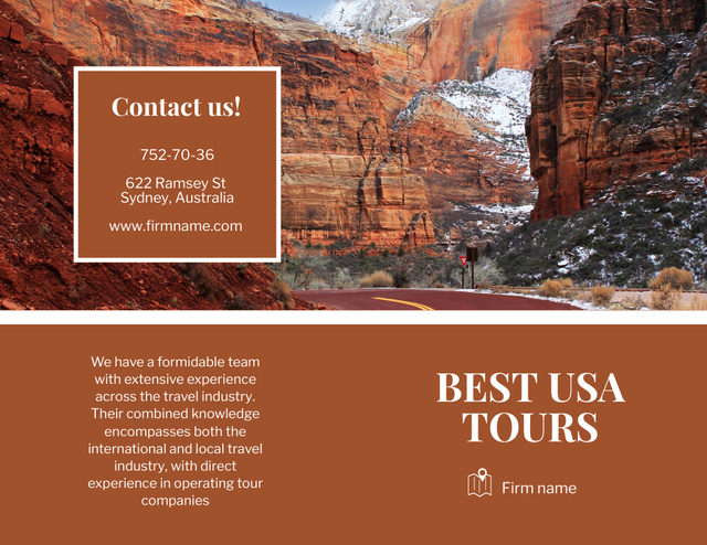 Best Travel Tour to USA Brochure 8.5x11in Bi-fold Tasarım Şablonu