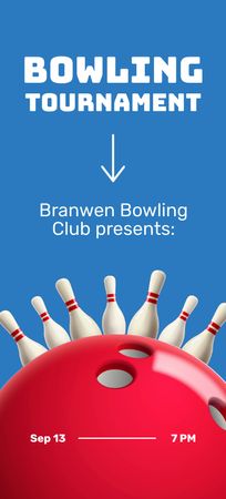 Bowling Tournament Announcement Flyer 3.75x8.25in Design Template