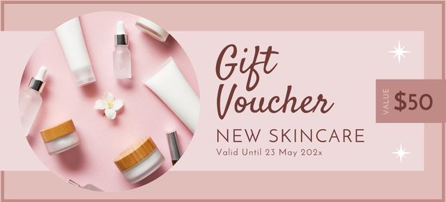 Skincare Products Discount Voucher on Pink Coupon 3.75x8.25inデザインテンプレート