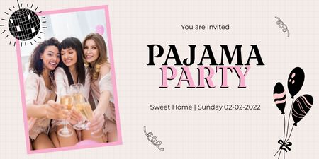 Pajama Party Announcement Twitter Modelo de Design