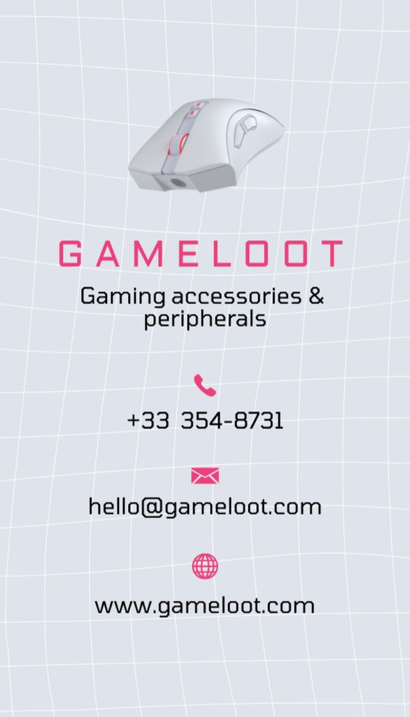 Designvorlage Game Equipment Store für Business Card US Vertical