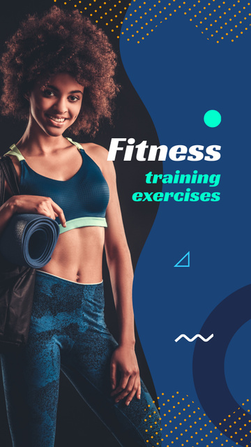 Fitness Training Exercises Ad with Fit Woman Instagram Story Modelo de Design
