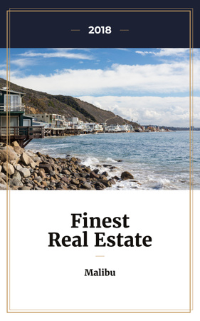 Real Estate Offer Houses at Sea Coastline Book Cover Πρότυπο σχεδίασης