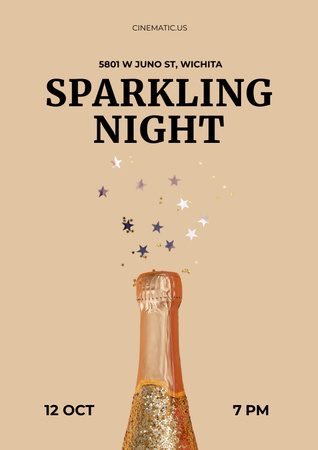 Sparkling Night Party Annoucement on Beige Poster – шаблон для дизайну
