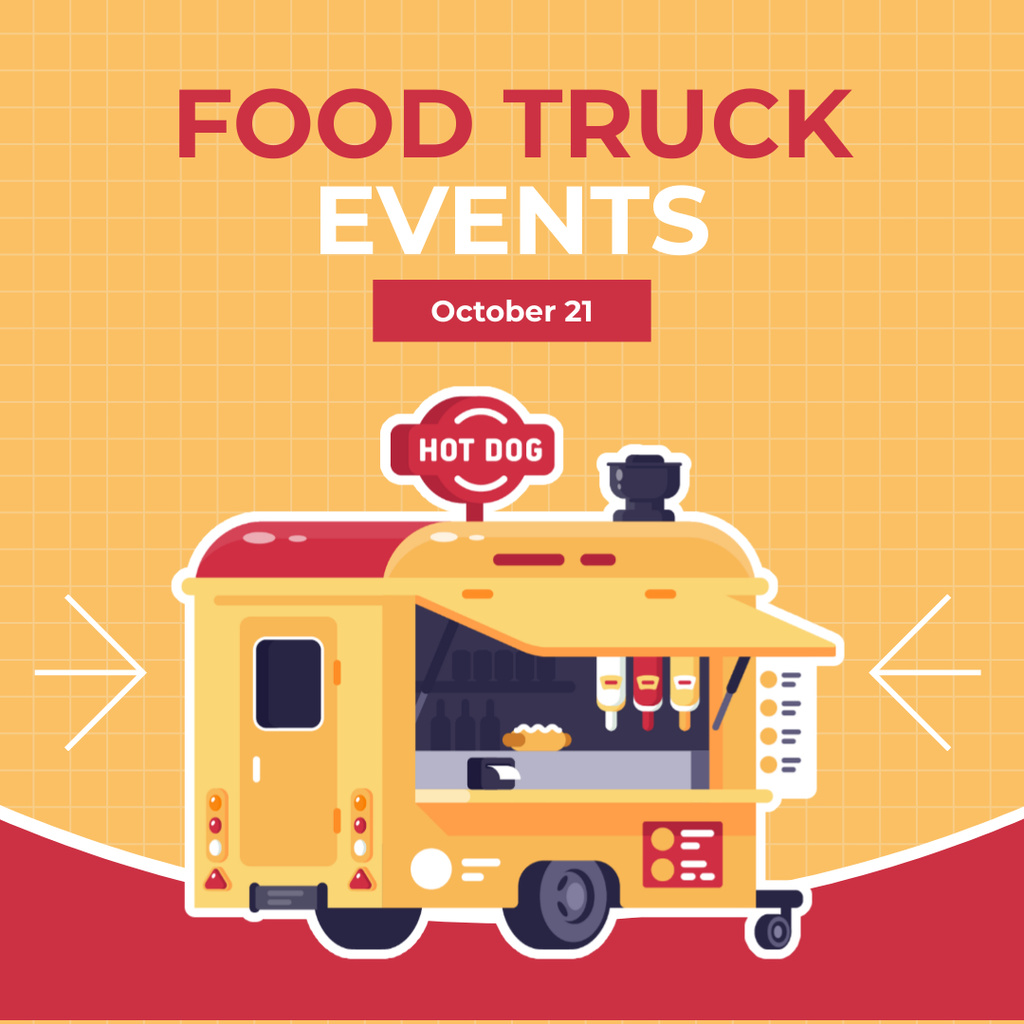 Illustration of Street Food Truck with Announcement of Events Instagram Design Template