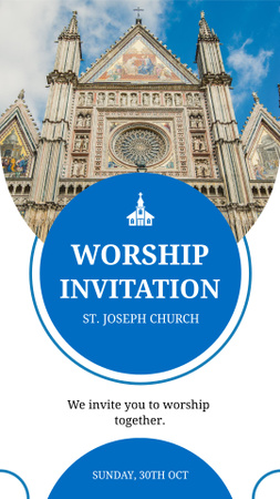 Worship Invitation with Beautiful Cathedral Instagram Story Design Template