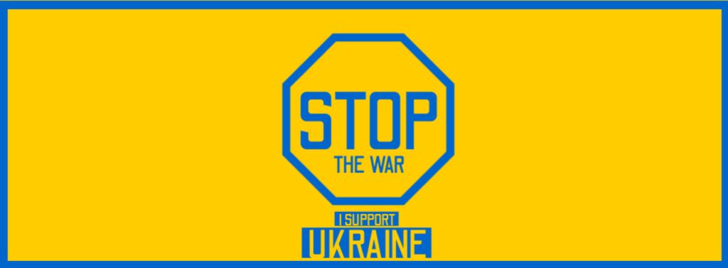 Stop War and Support Ukraine on Yellow Facebook cover tervezősablon