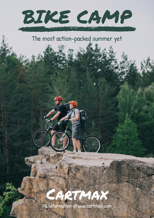Marvelous Bike Camp On Cliff In Forest Poster Design Template