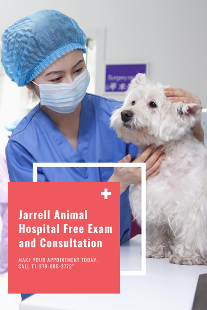 Vet Clinic Ad Doctor Holding Dog Flyer 4x6in Design Template