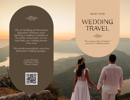 Wedding Travel Tour Offer for Honeymoon Brochure 8.5x11in Bi-fold Design Template