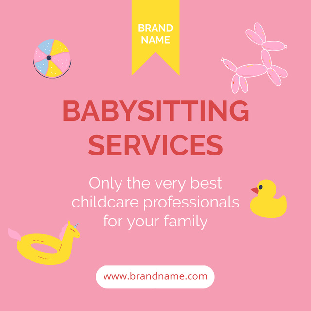 Babysitting Service Offer with Toys for Kids Instagram Design Template