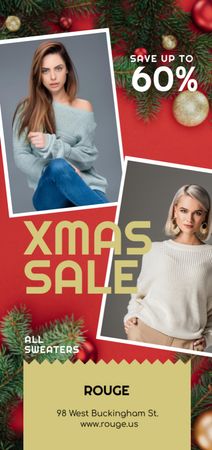 Christmas Sale Women in Warm Sweaters Flyer DIN Large Design Template