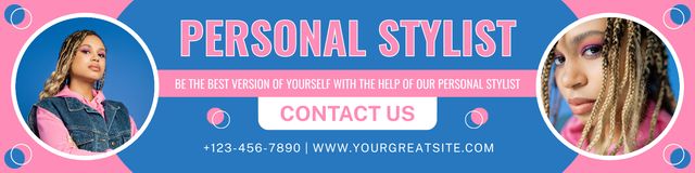 Designvorlage Contact Personal Stylist for Consultation für LinkedIn Cover