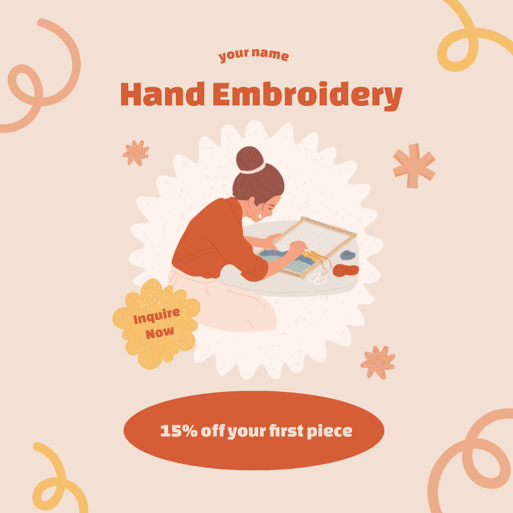 Offer Embroidery Services at Discount Instagram Šablona návrhu