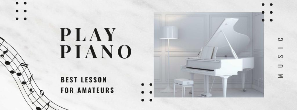 Plantilla de diseño de Musical Courses Offer with Piano in White Room Facebook cover 