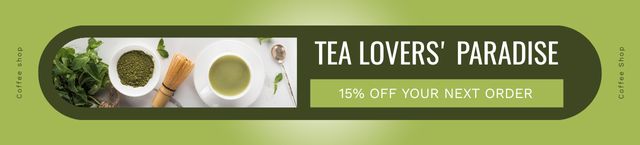 Modèle de visuel Discounts For Tea Lovers In Coffee Shop With Herbs - Ebay Store Billboard