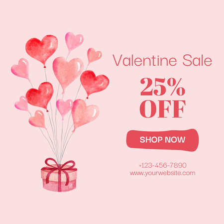 Designvorlage Valentinstag-Verkaufsmitteilung auf Rot für Instagram AD