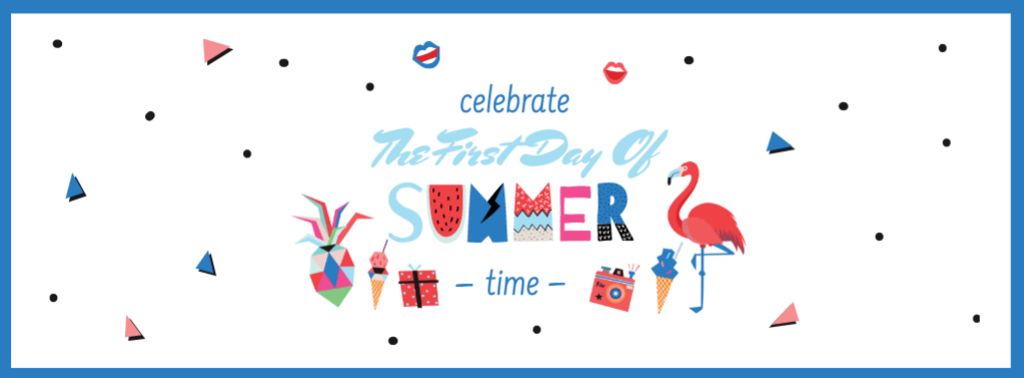 Designvorlage First Day of Summer Celebration Announcement für Facebook cover