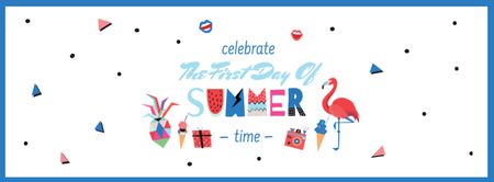 Template di design annuncio del primo giorno di celebrazione estiva Facebook cover
