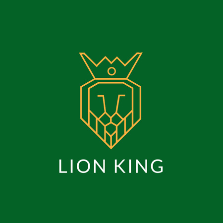 緑地にライオンの社章 Logo 1080x1080pxデザインテンプレート